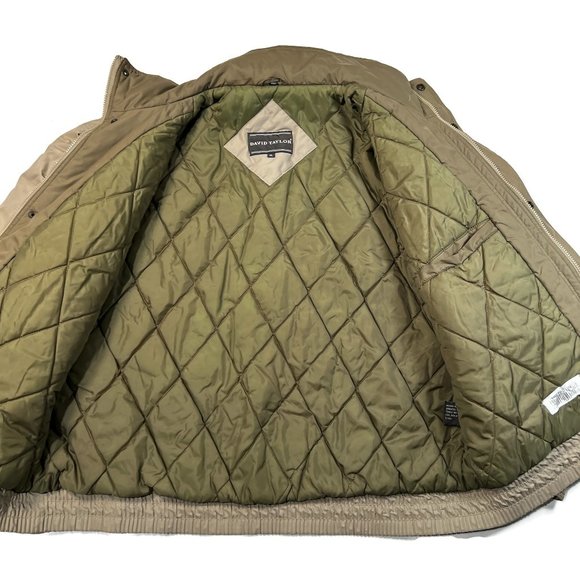 David Taylor Jacket Mens XL Puffer Khaki Quilted Lining - Picture 6 of 12